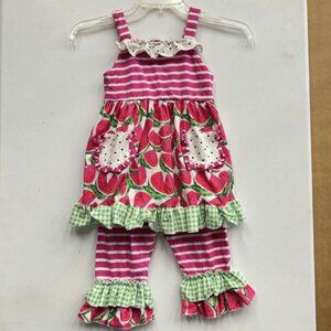 Ruffle Girl Watermelon Summer Outfit Girl's 2XL (7)